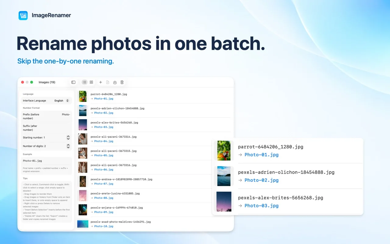 ImageRenamer screenshot 1